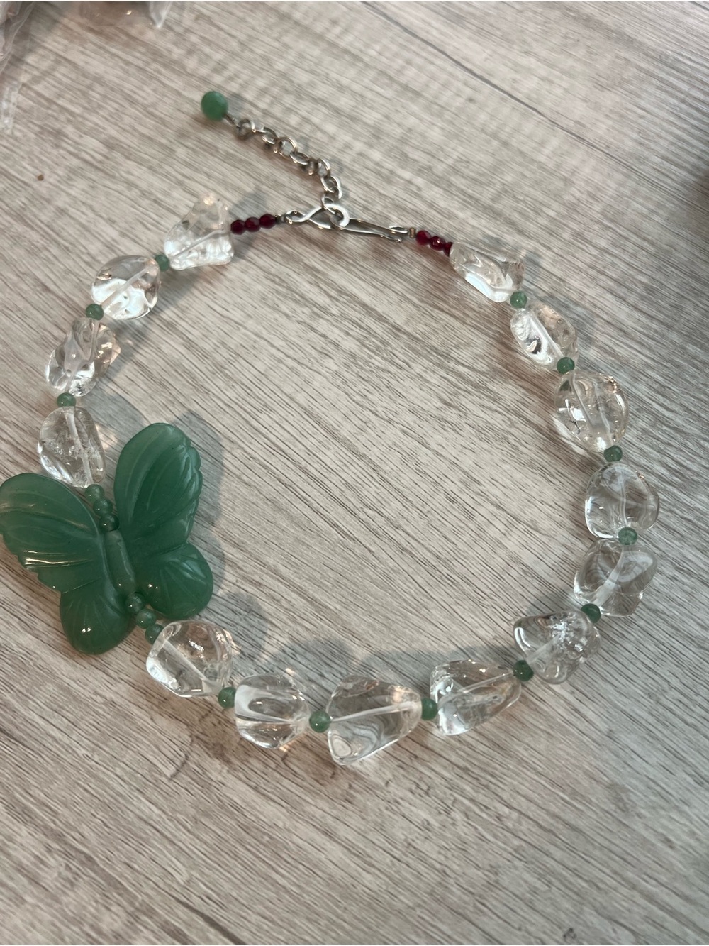 Stunning Butterfly Statement Necklace with Natural Crystal & Sterling Silver